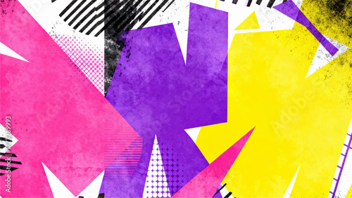 Aesthetics backgrounds of the 1990s with style of retro risographs grainy color fades, large shapes, exaggerated
figures and layering of different subject matter.