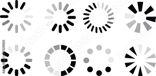 Collection of circular loading spinner icons progress