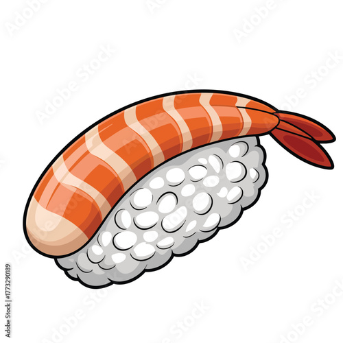 Illustration of fish on a bed of rice isolated vector design perfect for sushi food menu packaging restaurant or culinary themed creative artwork