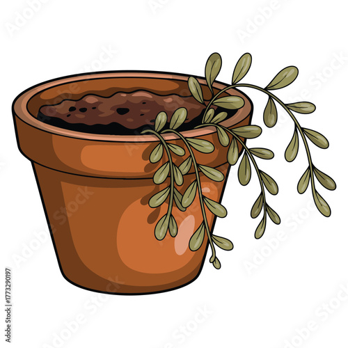 Illustration of dead plant in pot isolated on white background vector design ideal for botanical decoration plant care or nature themed artwork projects