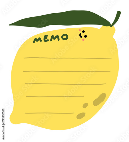 Lemon-shaped post-it with green stems and leaves.