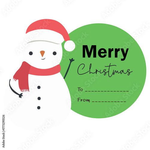 Snowman tag with the message Merry Christmas and a space to write your message.