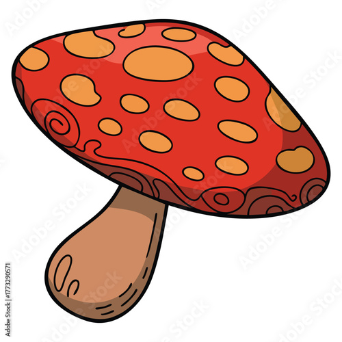 Illustration of red giant mushroom isolated on white background vector design perfect for fantasy forest fairy tale scene whimsical or creative artwork