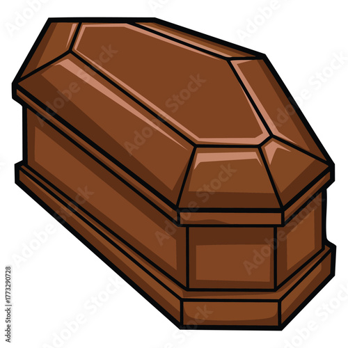 Isolated color vector illustration of funerary coffin box perfect for cemetery memorial funeral service design or death themed creative artwork