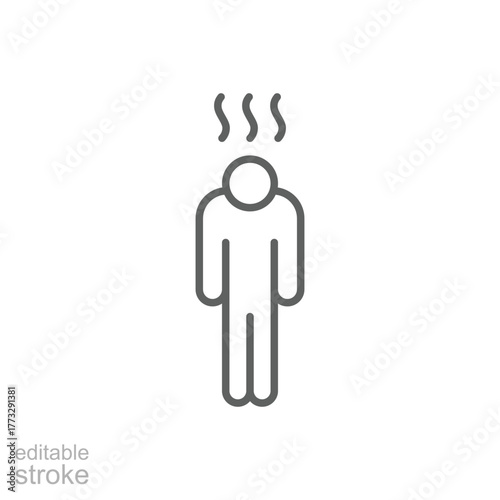 Depression icon. Simple outline style. Depression linear symbol design. Simple line illustration on white background. Editable stroke