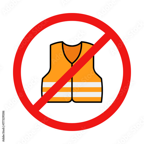 No Safety Vest Sign on White Background
