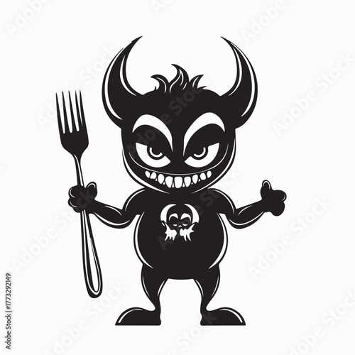 Demon Character Representing Gluttony Vector Art on white background