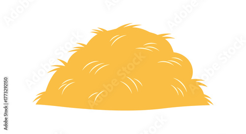 A clean and simple graphic illustration of a golden-yellow pile of hay or straw, a common sight in agricultural settings, ideal for farm-related designs and icons.