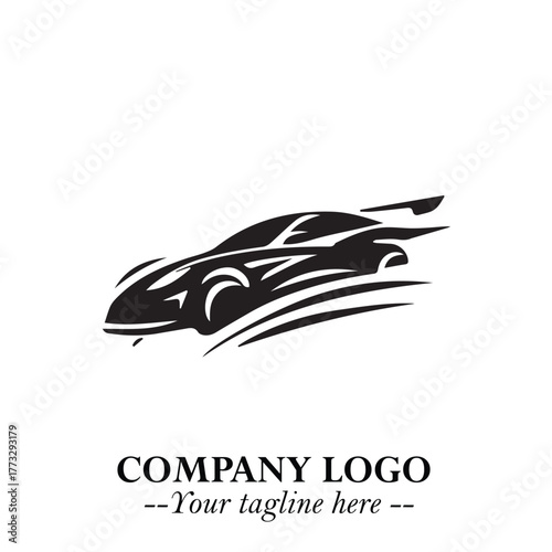 Car Running Fast Logo Symbol in Black on the White Background with Dynamic Speed Design