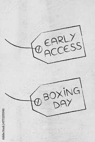 early access and boxing day sale price tags illustration