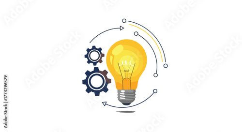 An illustration depicting the synergy between mechanical processes and creative ideation, symbolizing innovation, problem-solving, and the development of new solutions.