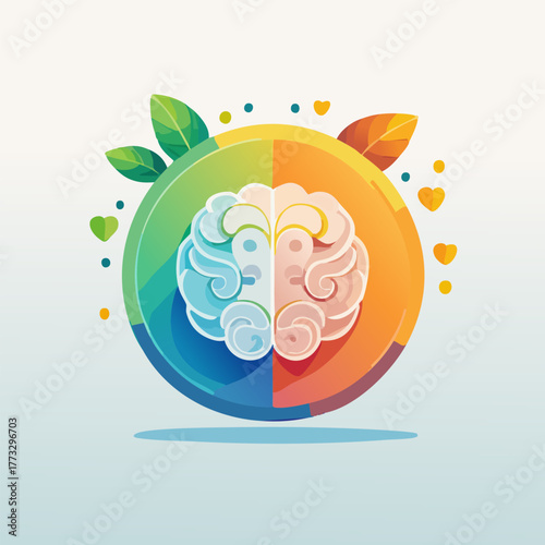 Brain Health and Wellness - A Colorful Illustration of Mental Balance.