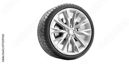 Car wheel isolated on a white background - 3d rendering wheel, car, tyre, rim, white, tire, isolated