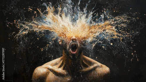 Explosive Mind: A Dynamic Painting of Emotional Catharsis and Fragmented Reality