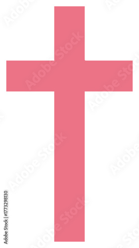 Pink Christian cross symbol on white background