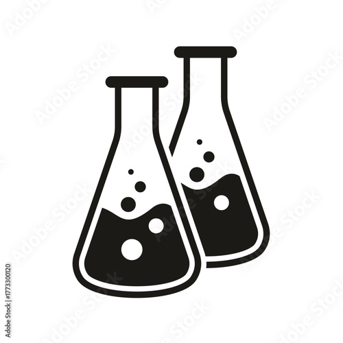 Chemistry flask black icon. Test tube concept sign. Graphic design element
