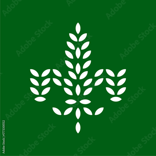 Fleur de lis logo in nature leaves icon illustration