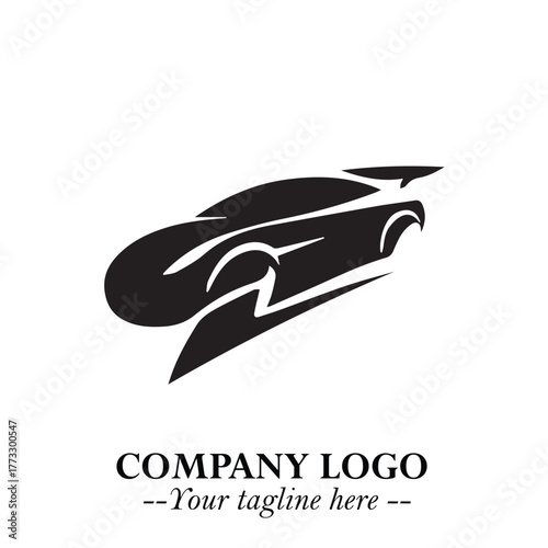 Car Running Fast Logo Symbol in Black on the White Background with Dynamic Speed Design