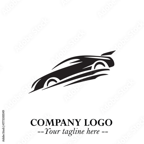 Car Running Fast Logo Symbol in Black on the White Background with Dynamic Speed Design