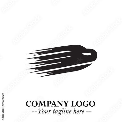 Car Running Fast Logo Symbol in Black on the White Background with Dynamic Speed Design