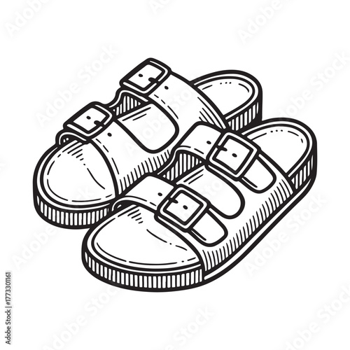 line art of sandals vector