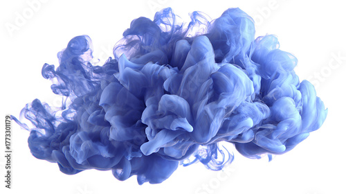 Abstract blue ink cloud swirling in dark water