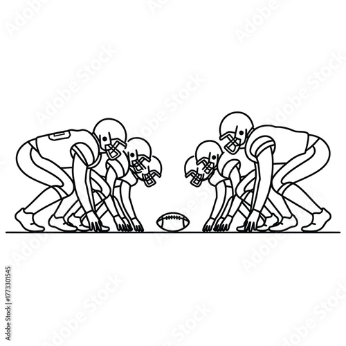 American football players lined up ready for a play