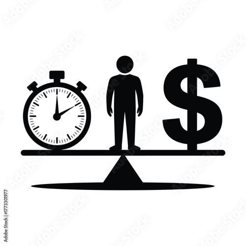 Balance between time money and human effort on a scale