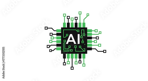 AI chip artificial intelligence processor technology concept-vector illustration