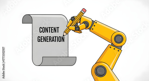 Robot arm writes content generation text artificial intelligence writing concept