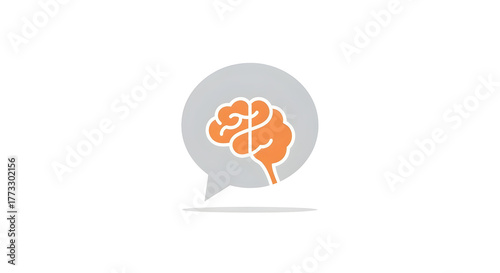Brain in speech bubble-concept of thinking and communication