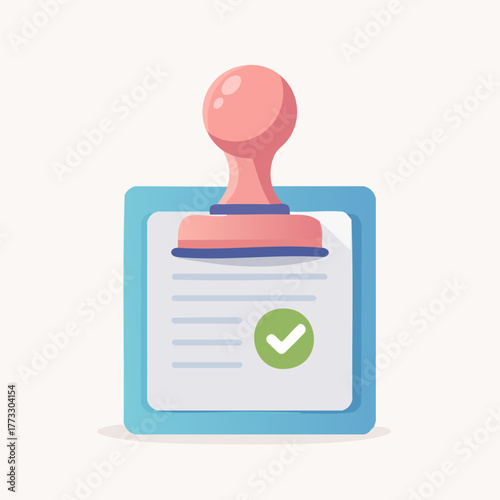Approved document with stamp and check mark.