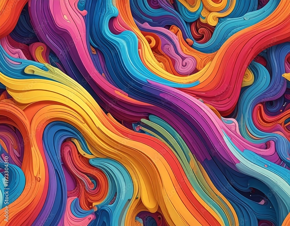 Fototapeta premium Swirling abstract artwork of vibrant, flowing, layered colors