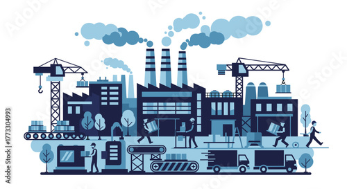 Industrial factory production process logistics supply chain manufacturing commerce and construction