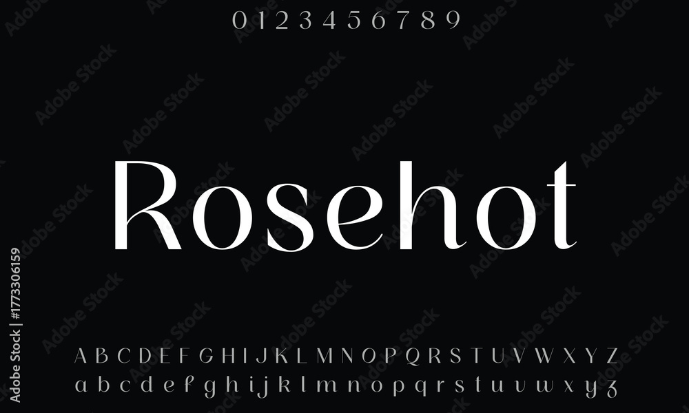 Obraz premium Rosehot free version Regular vector font alphabet with numbers
