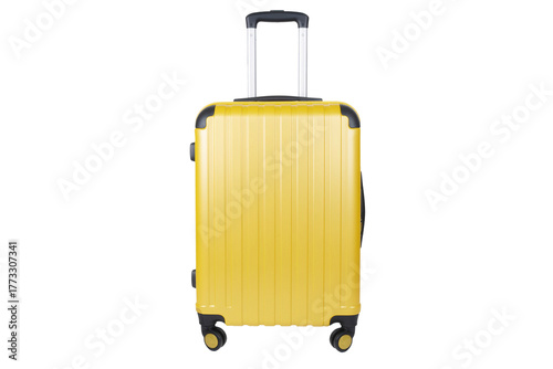 yellow suitcase isolated on white background