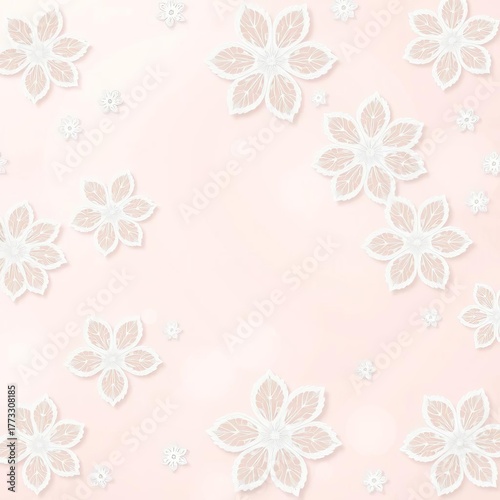 Delicate lace-like floral motifs in white on a soft pastel background create an airy, romantic pattern,  charm,  soft