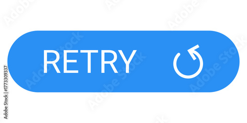 Blue RETRY Button with Circular Arrow Icon for UI Refresh and Action Resubmission Interfaces