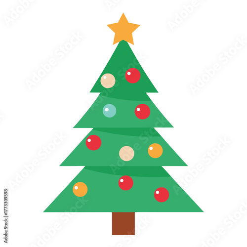 Festive Christmas Tree with Ornaments and Star Topper for Holiday Celebration