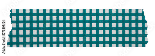 green patterned sticker paper tape isolated on transparent background