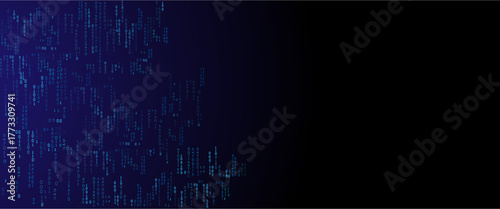 Vector blue glowing binary code rain background. Binary rain concept. Abstract digital Data Cyber security