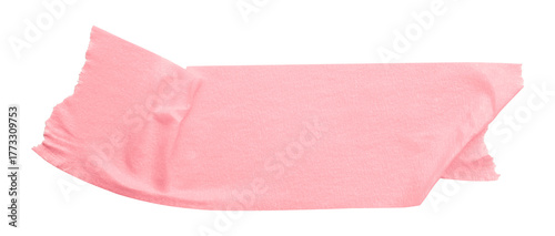 pink crumpled torn tape isolated on transparent background.