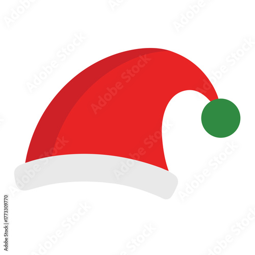 Festive Santa Claus Hat in Red and White with Green Pom Pom Design
