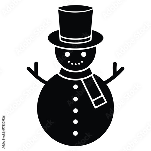 Festive snowman illustration with hat and scarf celebrating winter holidays