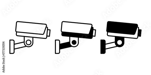 Bank Security Camera Black Icon Bundle for Financial Safety, Surveillance, and Monitoring Concept