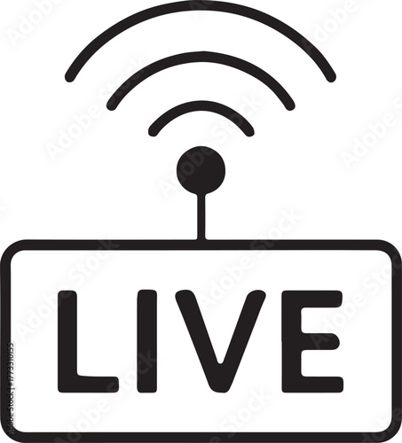 Live broadcast icon with signal waves, symbolizing streaming and digital communication