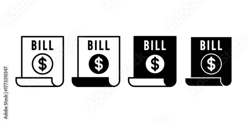 Bill Payment Black Icon Bundle for Finance, Utility Services, Business Expense Management Concept