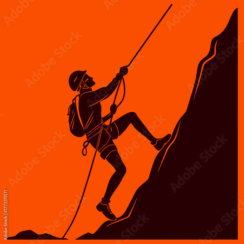 Rock climbing adventure silhouette illustration extreme sport image