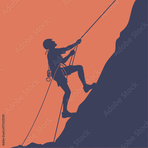 Rock climbing silhouette vector illustration extreme sport design