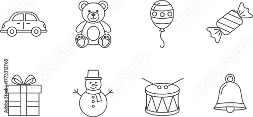 Festive holiday gift icons bring happiness and cheer